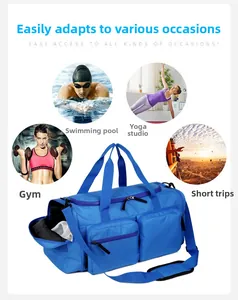 Sac de sport bleu imperméable avec compartiment à chaussures et séparation sec-humide