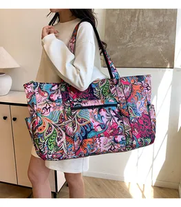 Bolso tote de nailon impermeable con estampado paisley y gran capacidad de carga