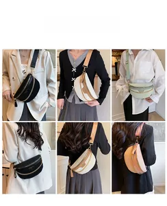 Détails de sacs banane modernes en quatre couleurs avec bandoulières à chaîne dorée
