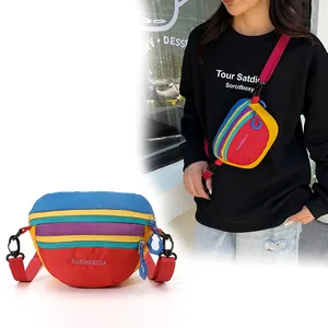 Waterproof colorful nylon waist bag with adjustable strap for outdoor hiking sports
