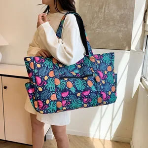 Bolso Tote de Nailon de Gran Capacidad para Mujer Impermeable Plegable para Compras Estampado Floral Tropical Paisley Viaje