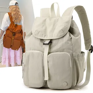 Zaino da donna in nylon impermeabile con tasche multiple e grande capacità interna