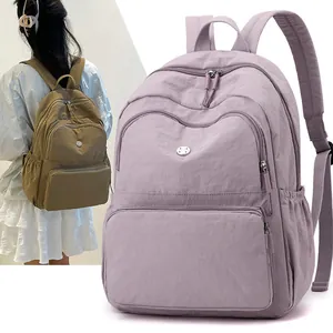 Zaino da Donna di Grande Capacità in Nylon Resistente all'Acqua Borsa da Viaggio Minimalista Casual Multitasche per Scuola e Lavoro