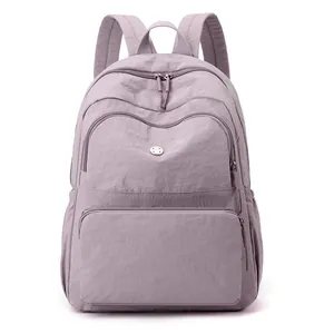 Zaino da viaggio in nylon lavanda per donna con grande capacità e multitasche