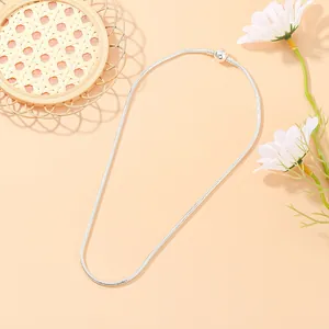 Chaîne serpent plaquée argent 45cm avec fermoir boule poli pour bijoux DIY