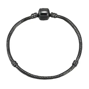 Chaîne de Base de Bracelet en Os de Serpent à Breloques DIY Alliage Noir Fusil Accessoire de Bijoux pour Femmes Fermoir Barillet