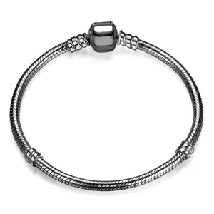 Bracelet maille serpent polie avec fermoir cylindrique pour breloques et perles DIY