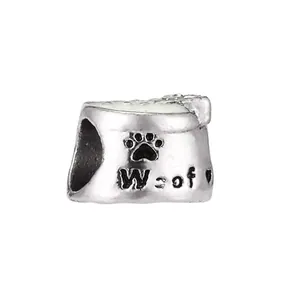 Pendentif sac croquettes chien en argent avec gravure Woof pour bracelets DIY