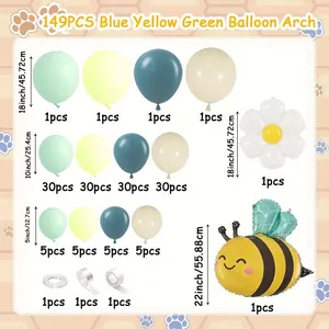 149-delige ballonnenboog set met bijen en madeliefjes voor kleurrijke feestdecoratie