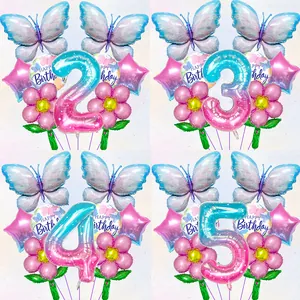 Schmetterling Aluminiumfolie Digitaler Ballon Sternenhimmel Thema Geburtstagsparty Dekoration Schmetterling Stern Blume Luftballons Für Kinder