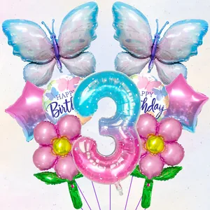 Detail von Ballon-Set zum 3. Geburtstag mit Schmetterlings- und Sternfolienballons