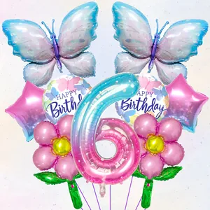 Detail von Schmetterlings- und Stern-Folienballons für Kinder-Geburtstagsfeiern Deko
