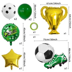 Set di palloncini a tema calcio con trofeo campione d'oro e palloncini in alluminio
