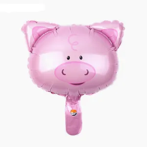 Pink cartoon pig head foil balloon for forest theme party decoration and events