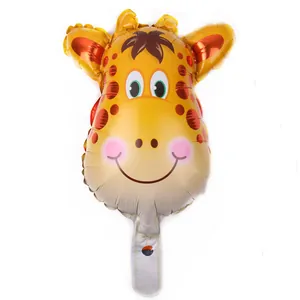 Cute giraffe foil balloon with yellow spots for forest themed party decoration