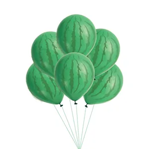 Set of 10 watermelon patterned latex balloons for tropical party decorations