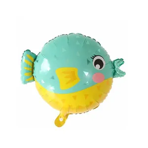 Globo de papel de aluminio de pez globo de colores para decoración de cumpleaños