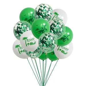 12-inch dinosaur latex balloon set with roar prints and green confetti for party decor