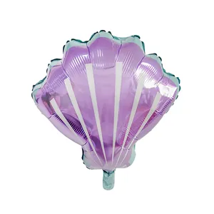 Purple and mint green shell-shaped foil balloon for mermaid ocean theme party decor