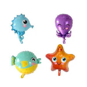 Set de globos de papel de aluminio con animales marinos como caballito de mar y pulpo
