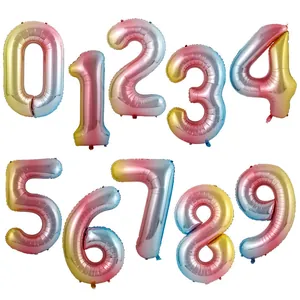 Rainbow gradient 0-9 number balloons set in 40 inch foil for birthday party decoration