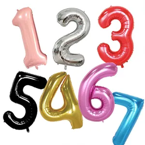 40-inch colorful number foil balloons set from 0 to 9 for birthday party decorations