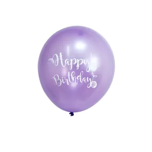 10-inch paarse latex ballon met Happy Birthday en zeemeerminmotief voor oceaanfeestjes