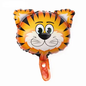 Forest theme cartoon tiger head foil balloon with orange stripes for party decorations