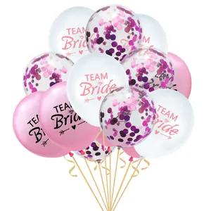 15-piece Team Bride rose gold confetti balloon set for wedding party decorations