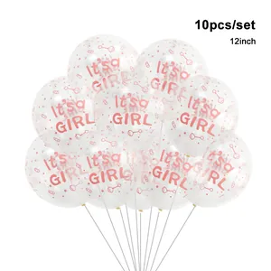 10er-Set transparente 12-Zoll-Latexballons mit rosa It's a Girl-Aufdruck für Babypartys
