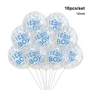 10er-Set 12-Zoll transparente Latex-Ballons mit blauem It's a BOY Aufdruck für Babyshower