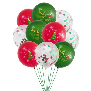 Christmas Latex Balloons Santa Claus Reindeer Christmas Tree Printed Confetti Balloons Holiday Party Decoration