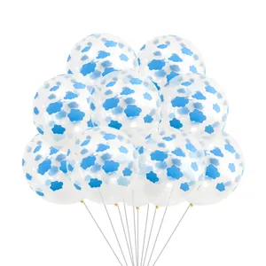 12-inch clear latex balloons with blue cloud print for tropical party decorations