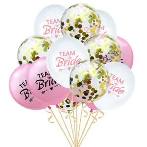 15pcs Team Bride rose gold confetti balloon set for wedding party decorations