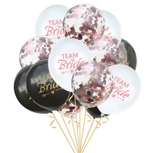 15pcs Team Bride rose gold confetti balloon set for bachelorette wedding party decor