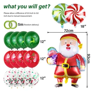 Gedetailleerde lijst van de kerstman folieballon en latex ballonnen met specificaties
