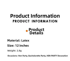 Specifications for 12-inch rose gold latex balloons for bridal hen party decorations