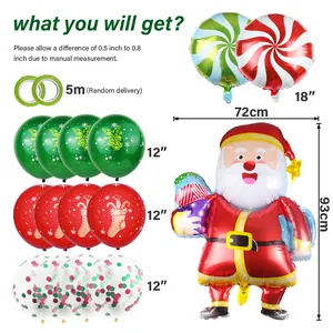 Kerstballonnenset met reusachtige kerstman folieballon en diverse feestdecoraties