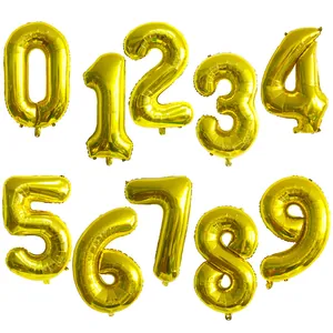Ballons Chiffre en Aluminium Or 32 Pouces Grand Ballon Digital en Mylar Métallique pour Décoration de Fête Anniversaire Mariage