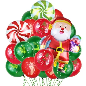 Kerstballonnenset met Kerstman folieballon en rode groene latex ballonnen voor feest decor