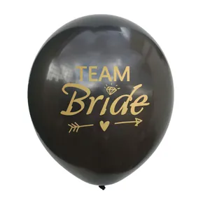 Black latex balloon with gold Team Bride diamond print for bachelorette party decorations