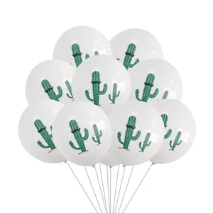 Palloncini in lattice bianco 12 pollici con stampa cactus verde per decorazioni festa