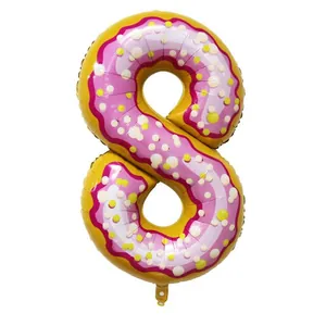 40-inch donut-style number 8 foil balloon with pink frosting for kids party decor