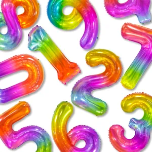 Ballons chiffres 40 pouces dégradé arc-en-ciel 0-9 pour décoration fête et anniversaire