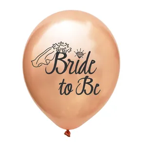 Champagne gold metallic balloon featuring Bride to Be text and diamond ring graphics