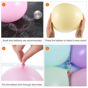 Guida passo-passo per ghirlanda di palloncini colorati con nastro forato in plastica