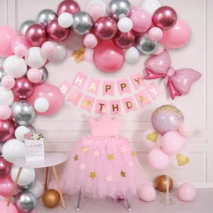 Rose Gold Pink Balloon Arch Kit Metal Latex Balloons For Girls Birthday Wedding Party Decoration Balloon Garland Set