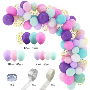 Kit ghirlanda di palloncini in lattice macaron colorati con coriandoli dorati decor