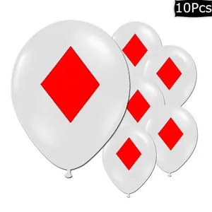 Set di 10 palloncini in lattice bianchi con stampe a quadri rossi per decorazioni