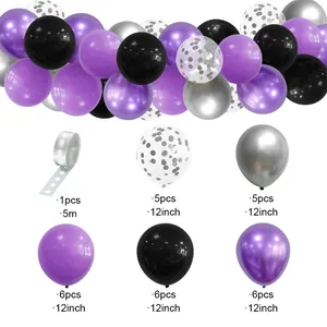 Halloween purple and black balloon arch kit with 28 pieces including 5m balloon tape